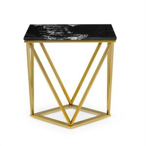 Besoa Black Onyx II, konferenčný stolík, 50 x 55 x 35 cm (Š x V x H), mramorový vzhľad, zlatý/čierny vyobraziť