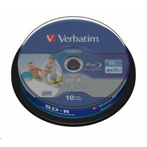 VERBATIM BD-R SL Datalife HTL (10-pack) Blue-Ray/Spindle/6x/25GB Wide Printable vyobraziť