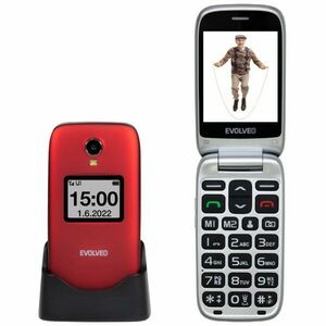 EVOLVEO EasyPhone FS, vyklápací mobilný telefón 2.8" pre seniorov s nabíjacím stojanom (červená farba) vyobraziť