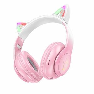 Hoco W42 bezdrôtové slúchadlá s mačacími ušami, ružové vyobraziť