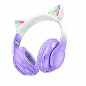 Hoco W42 bezdrôtové slúchadlá s mačacími ušami, fialové vyobraziť