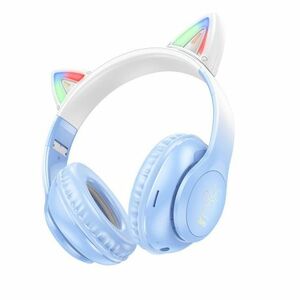 Hoco W42 bezdrôtové slúchadlá s mačacími ušami, modré vyobraziť