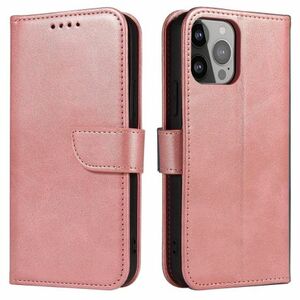 MG Magnet knižkové kožené puzdro na iPhone 14 Plus, ružové vyobraziť