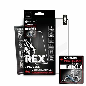 Sturdo Rex ochranné sklo + Camera protection iPhone 15 Pro Max, čierne (6in1 FG+Camera) vyobraziť