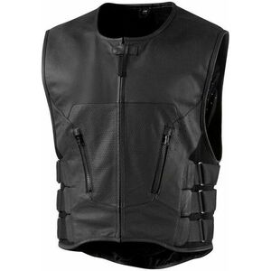 ICON - Motorcycle Gear Regulator D3O Stripped Leather Black L-XL Moto vesta vyobraziť