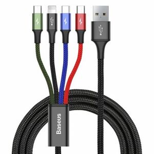 Baseus Rapid 4in1 kábel USB - Lightning / USB-C / 2x Micro USB 3.5A 1.2m, čierny (CA1T4-C01) vyobraziť