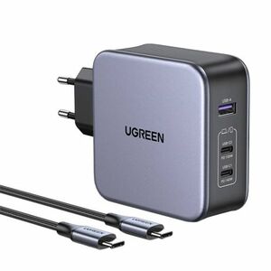 Ugreen CD289 GaN sieťová nabíjačka 2x USB-C / USB 140W + kábel USB-C, strieborná (90549) vyobraziť