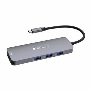Verbatim USB-C Pro Multiport Hub CMH-08, 8 portů /HDMI, USB-A, USB-C, SD, microSD/ , stříbrná vyobraziť