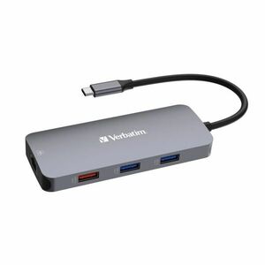 Verbatim USB-C Pro Multiport Hub CMH-09, 9 portů /HDMI, USB-A, USB-C, SD, microSD, RJ45/, stříbrná vyobraziť