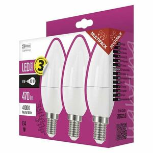 Emos LED žiarovka CANDLE, 6W/40W E14, NW neutrálna biela, 470 lm, Classic, F, 3 PACK vyobraziť
