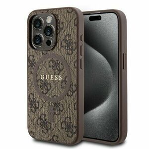 Guess PU Leather 4G Colored Ring MagSafe Zadní Kryt pro iPhone 15 Pro Max Brown vyobraziť