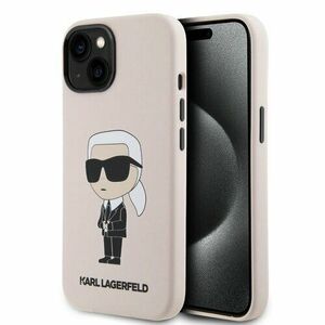 Karl Lagerfeld Liquid Silicone Ikonik NFT Zadní Kryt pro iPhone 15 Pink vyobraziť