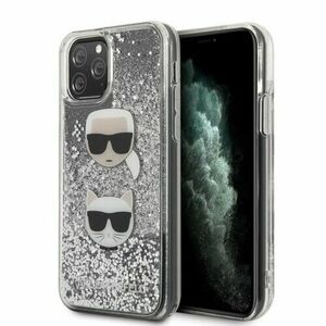 Karl Lagerfeld case for iPhone 11 KLHCN61KCGLSL silver hard case Glitter Karl&Choupette vyobraziť
