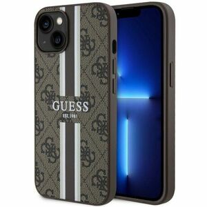 Guess case for iPhone 14 Plus 6, 7" GUHMP14MP4RPSW brown harcase Magsafe 4G Printed Stripes vyobraziť