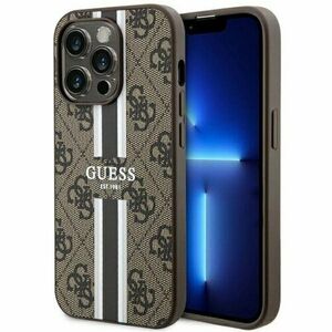 Guess case for iPhone 14 Pro 6, 1" GUHMP14LP4RPSW brown harcase Magsafe 4G Printed Stripes vyobraziť