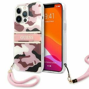 Guess case for iPhone 13 Mini 5, 4" GUHCP13SKCABPI pink hard case Camo Strap Collection vyobraziť