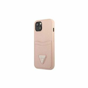 Guess case for IPhone 13 Mini 5, 4" GUHCP13SPSATPP hard case pink Saffiano Double Card Triangle vyobraziť
