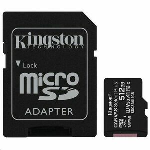 MicroSDXC karta KINGSTON 512GB Canvas Select Plus Class 10 (r/w 100MB/s / 85MB/s) + adaptér vyobraziť