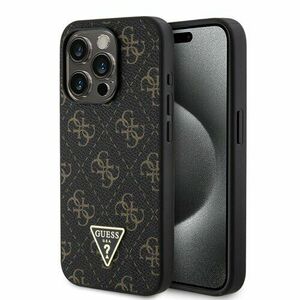 Guess PU Leather 4G Triangle Metal Logo Zadní Kryt pro iPhone 15 Pro Black vyobraziť