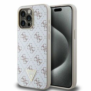 Guess PU Leather 4G Triangle Metal Logo Zadní Kryt pro iPhone 15 Pro Max White vyobraziť