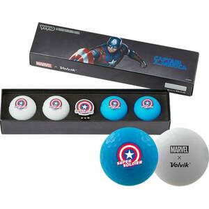Volvik Vivid Marvel 2.0 4 Pack Golf Balls Captain America Plus Ball Marker White/Blue vyobraziť