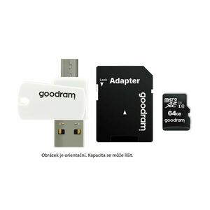 GOODRAM microSDXC karta 64GB M1A4 All-in-one (R: 100/W: 10 MB/s), UHS-I Class 10, U1 + Adapter + OTG card reader/čítačka vyobraziť