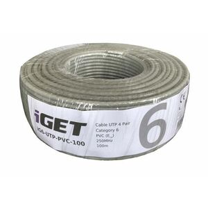 Inštalačný kábel iGET CAT6 UTP PVC Eca 100m/box, kábel drôt, s triedou reakcie na oheň Eca vyobraziť