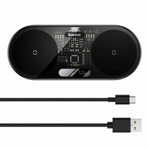 Baseus WXSX010101 LED Display 2in1 Bezdrátová Nabíječka 20W (s USB-C kabelem 1m Black) Black vyobraziť