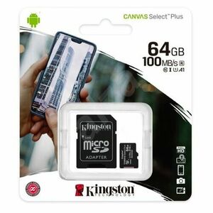 Kingston Canvas Select Plus pamäťová karta MicroSD 64GB class 10 + adaptér 100MB/s vyobraziť