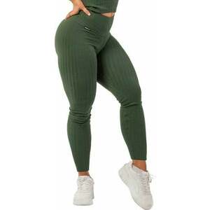 Nebbia Organic Cotton Ribbed High-Waist Leggings Dark Green M Fitness nohavice vyobraziť
