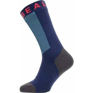 Sealskinz Waterproof Warm Weather Mid Length Sock With Hydrostop Navy Blue/Grey/Red XL Cyklo ponožky vyobraziť