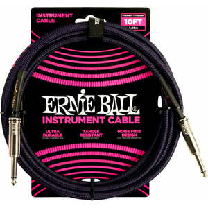 Ernie Ball Braided Straight Straight Inst Cable Čierna-Fialová 3 m Rovný - Zalomený vyobraziť