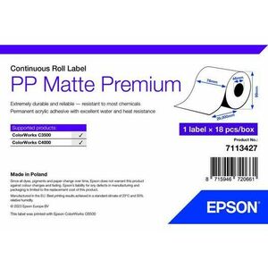 PP Matte Label Premium, Cont. Roll, 76mm x 29mm vyobraziť