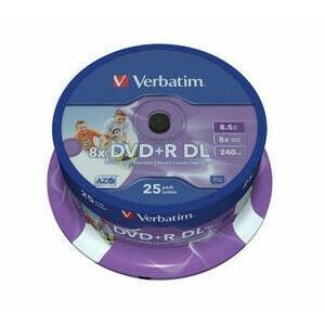 VERBATIM DVD+R(25-pack)/Spindle Double Layer 8X 8.5GB Inkjet Printable vyobraziť