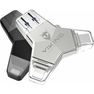 Viking USB Flash disk 3.0 4v1 s koncovkou Lightning/Micro USB/USB/USB-C, 128 GB, čierna vyobraziť