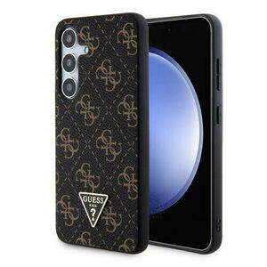 Guess PU Leather 4G Triangle Metal Logo Zadní Kryt pro Samsung Galaxy S24+ Black vyobraziť