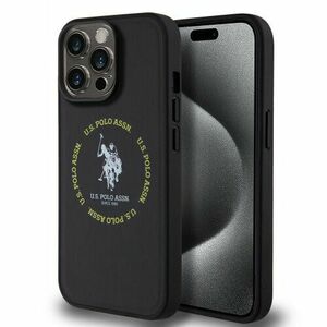U.S. Polo PU Leather Printed Round Double Horse MagSafe Zadní Kryt pro iPhone 15 Pro Black vyobraziť