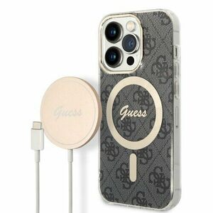 Puzdro Guess 4G MagSafe + Bezdrôtová nabíjačka pre iPhone 14 Pro - čierne vyobraziť