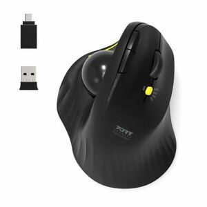 PORT bezdrôtová ergonomická myš ERGONOMIC TRACKBALL, 2, 4 Ghz & Bluetooth, USB-A/C, čierna vyobraziť