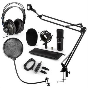 Auna CM001B mikrofónová sada V4 slúchadlá, kondenzátorový mikrofón, USB adaptér, mikrofónové rameno, pop filter vyobraziť
