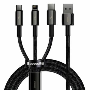 Baseus Tungsten 3in1 kábel USB - Lightning / USB-C / Micro USB 3.5A 1.5m, čierny (CAMLTWJ-01) vyobraziť