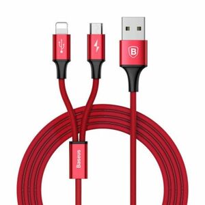 Baseus Rapid 2in1 kábel USB - Lightning / Micro USB 3A 1.2m, červený (CAML-SU09) vyobraziť