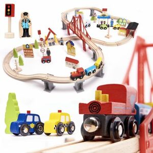 MG Train Track drevená vlaková dráha 70 dielov vyobraziť