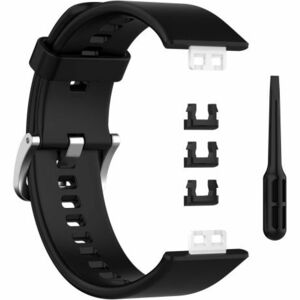 BStrap Silicone remienok na Huawei Watch Fit, black/silver vyobraziť