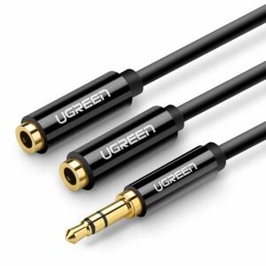 Ugreen Splitter audio kábel 3.5mm mini jack 25cm, čierny vyobraziť