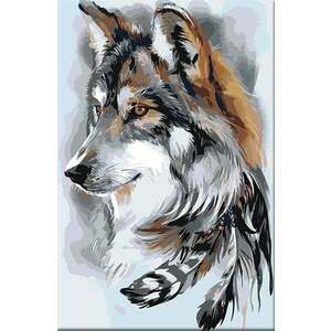 Zuty Maľovanie podľa čísiel Vlk a pierka vyobraziť