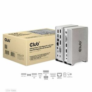 Club3D Dokovacia stanica USB-C, Triple Display DP 1.4 Alt mode Displaylink Dynamic PD Charging Dock with 120 Watt PS vyobraziť