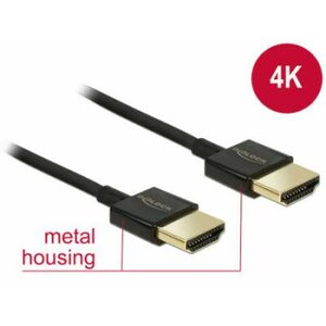 Delock Kábel High Speed HDMI s Ethernetom - HDMI-A samec > HDMI-A samec 3D 4K 1 m Slim Premium vyobraziť