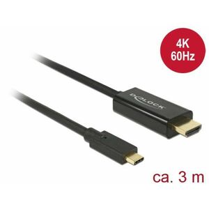 Delock Kábel USB Type-C™ samec > HDMI samec (DP Alt Mód) 4K 60 Hz 3 m čierny vyobraziť