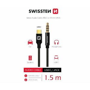 SWISSTEN AUDIO ADAPTÉR TEXTILE USB-C (samec)/3, 5 mm JACK (samec) 1, 5 M ČIERNY vyobraziť